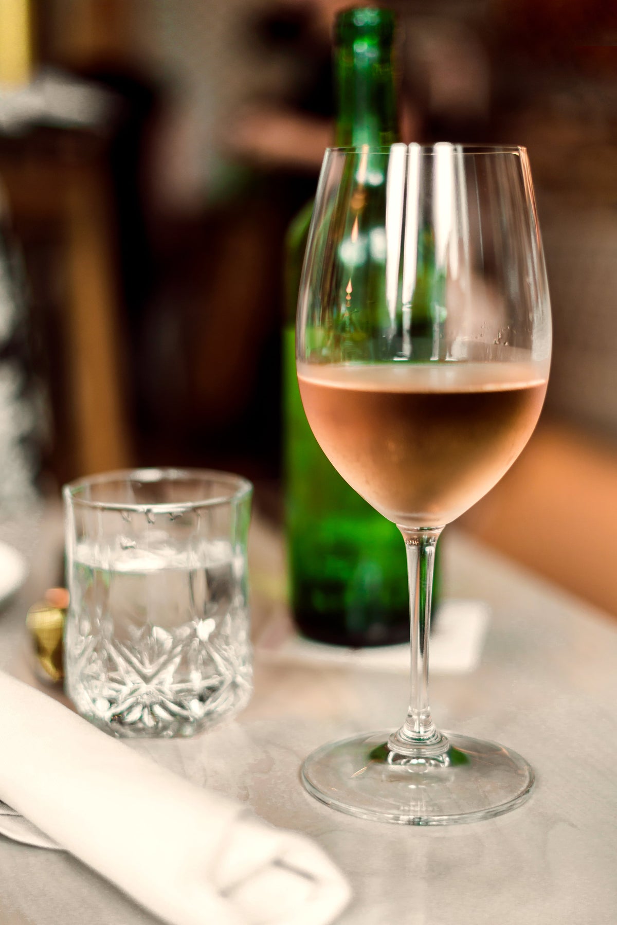 Glass of rosé on a table
