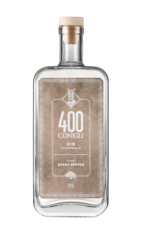 Bottle of 400 Conigli Doges Pepper gin