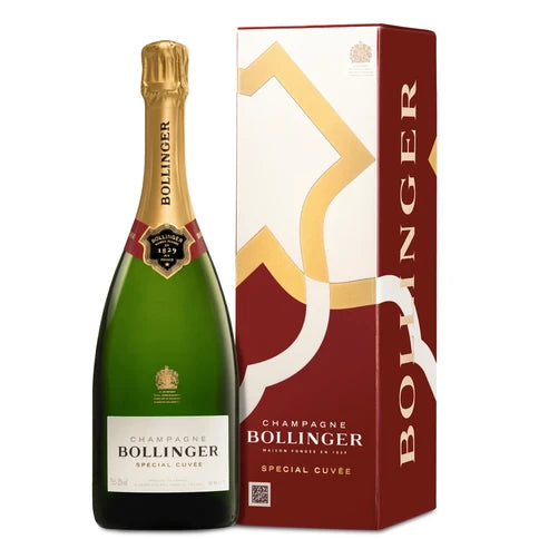 Bottle of Bollinger Special Cuvée Brut Champagne with gift box